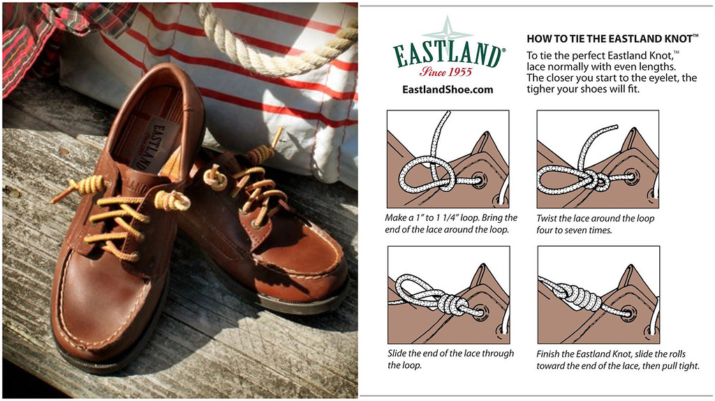 Мне очень нравится идея Eastland узла, такой классный способ завязывания шнурков